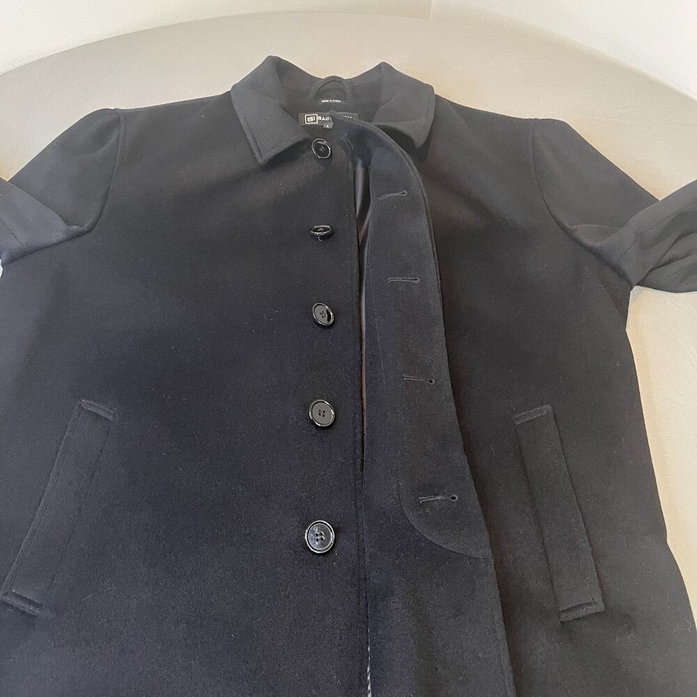 Bachrach Coat Mens Large Black 100% Wool Cashmere Blend Overcoat Jacket - Picture 7 of 14